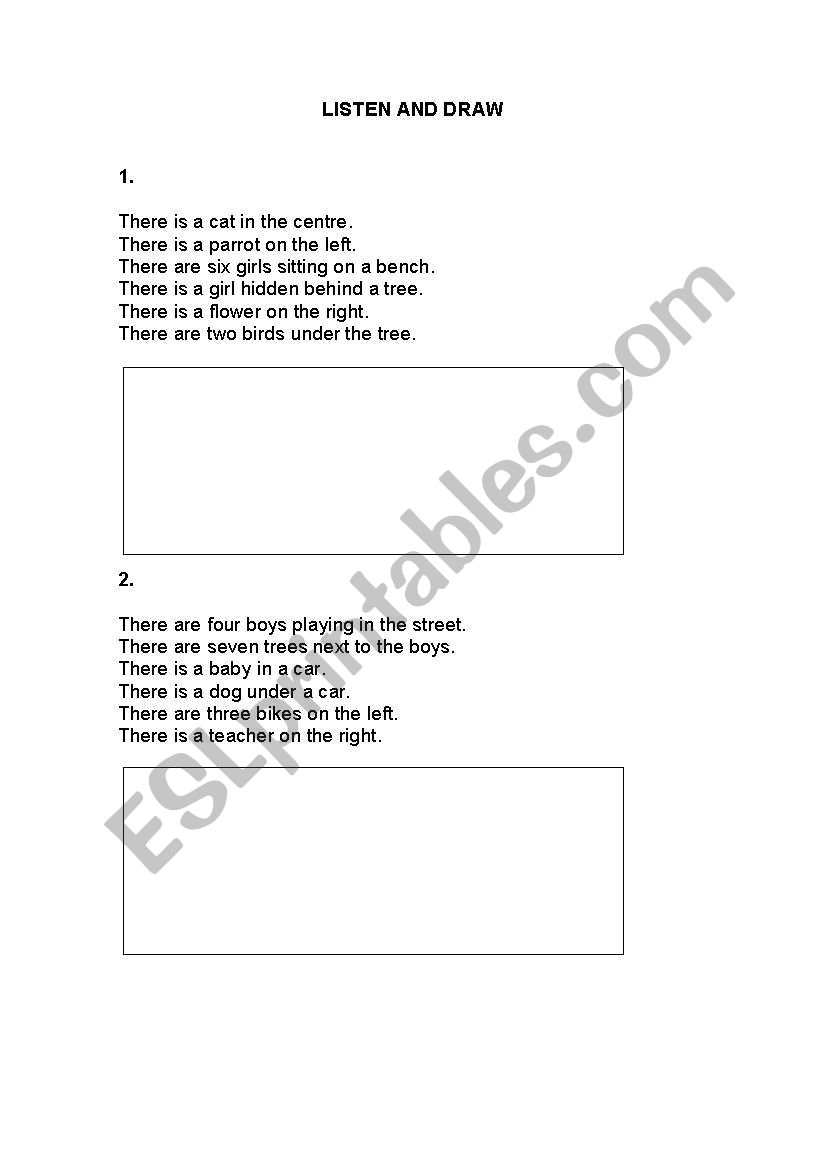 Listen and draw worksheet