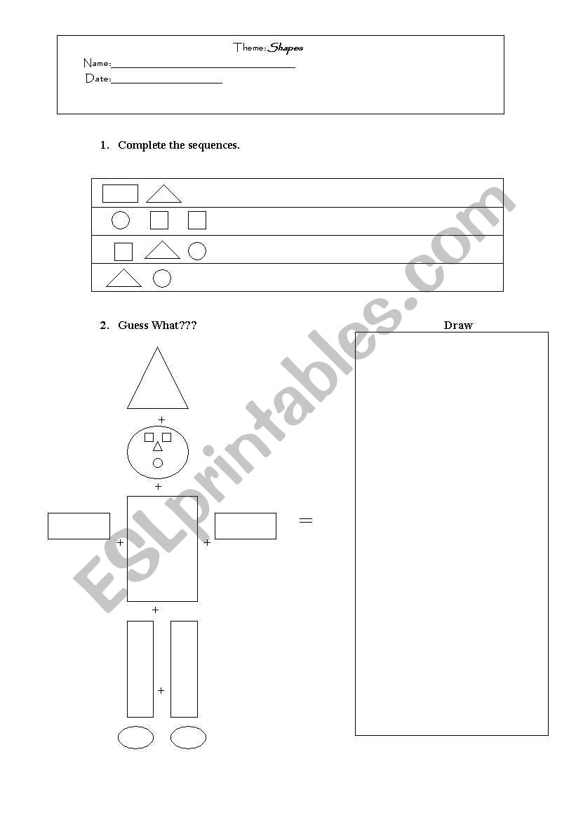 Shapes worksheet