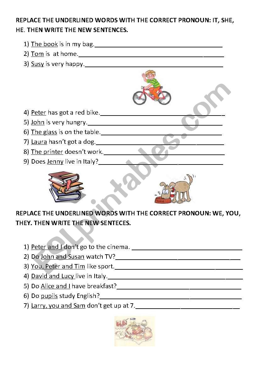 Pronouns worksheet