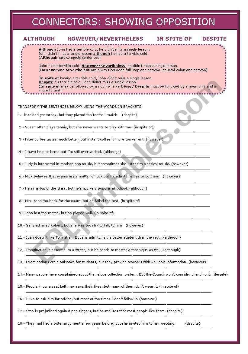 Connectors worksheet