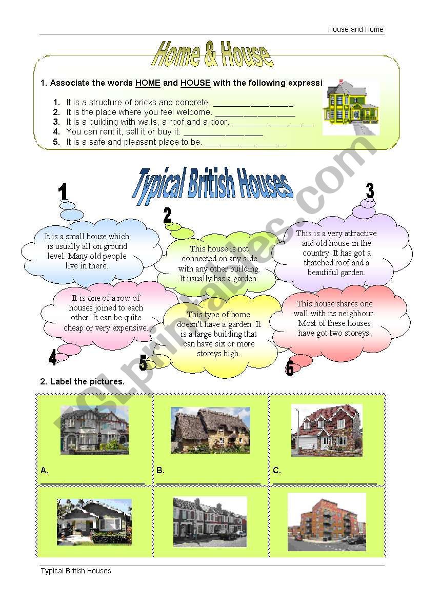 Typical British Houses worksheet