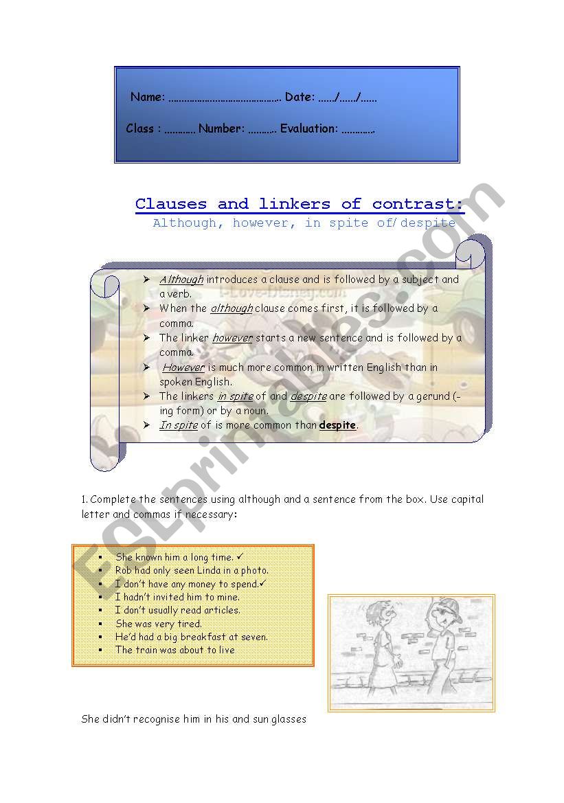 linkers of contrast worksheet