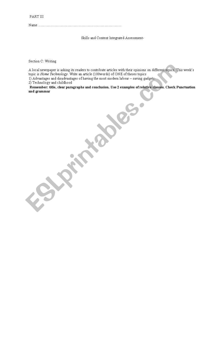 Exam Part III worksheet