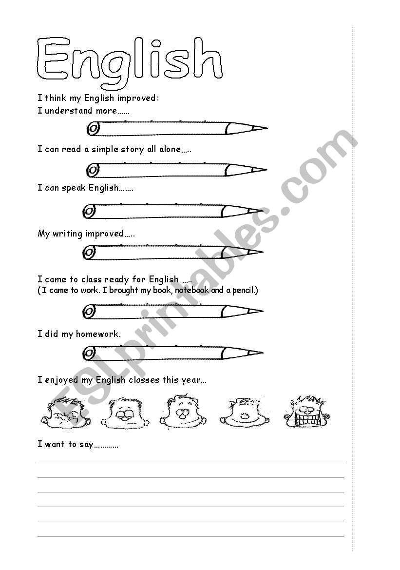 self evaluation for students (4th grade)