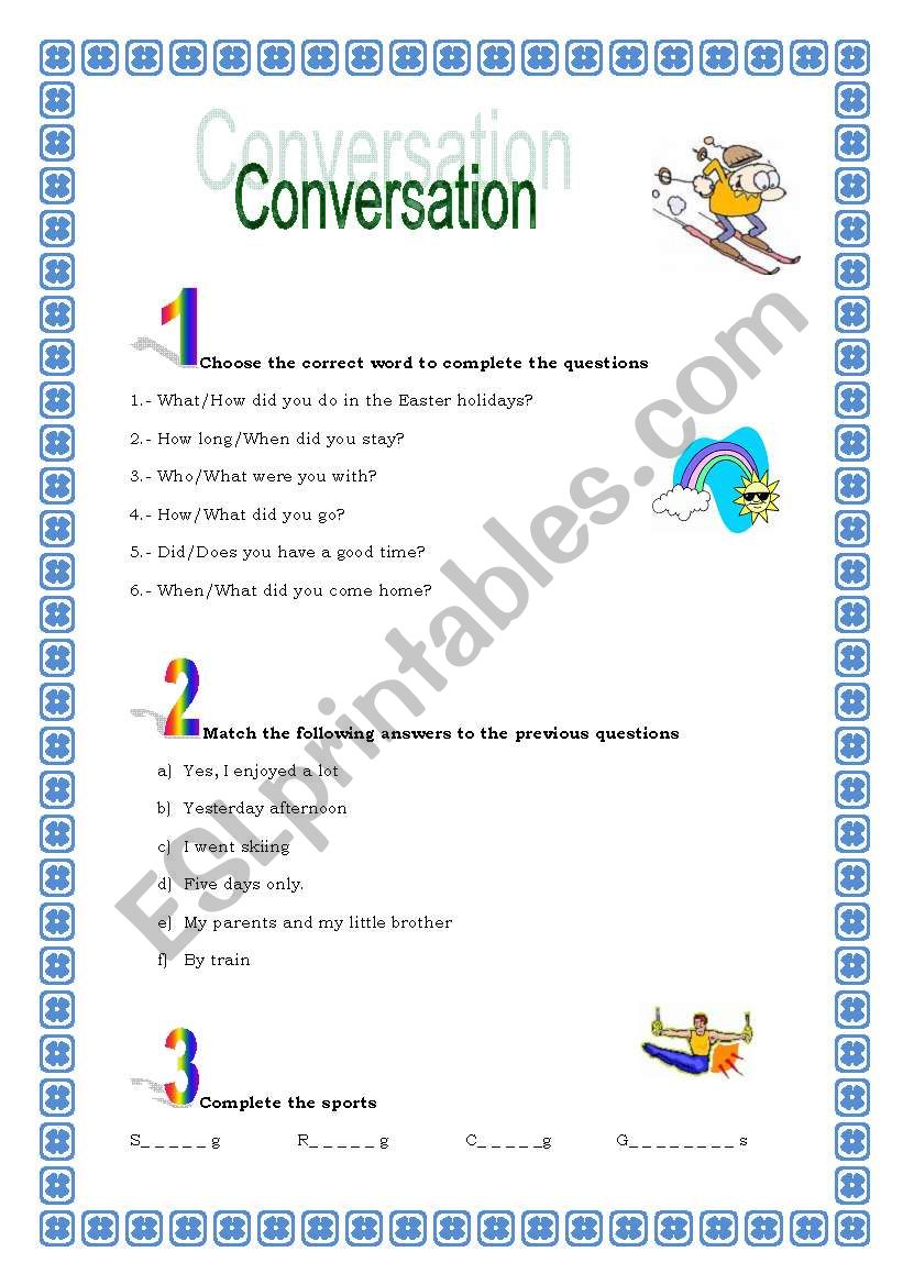CONVERSATION AND SPORTS worksheet