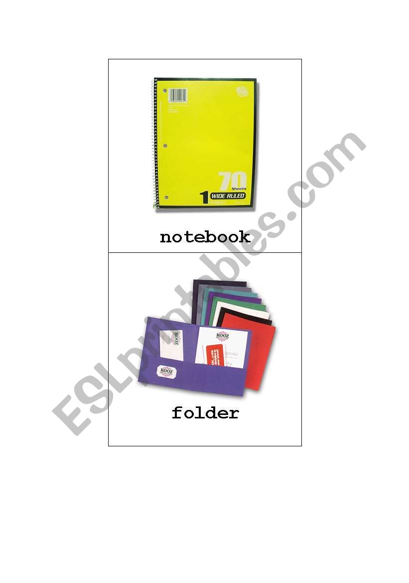 School Supplies Pictures worksheet