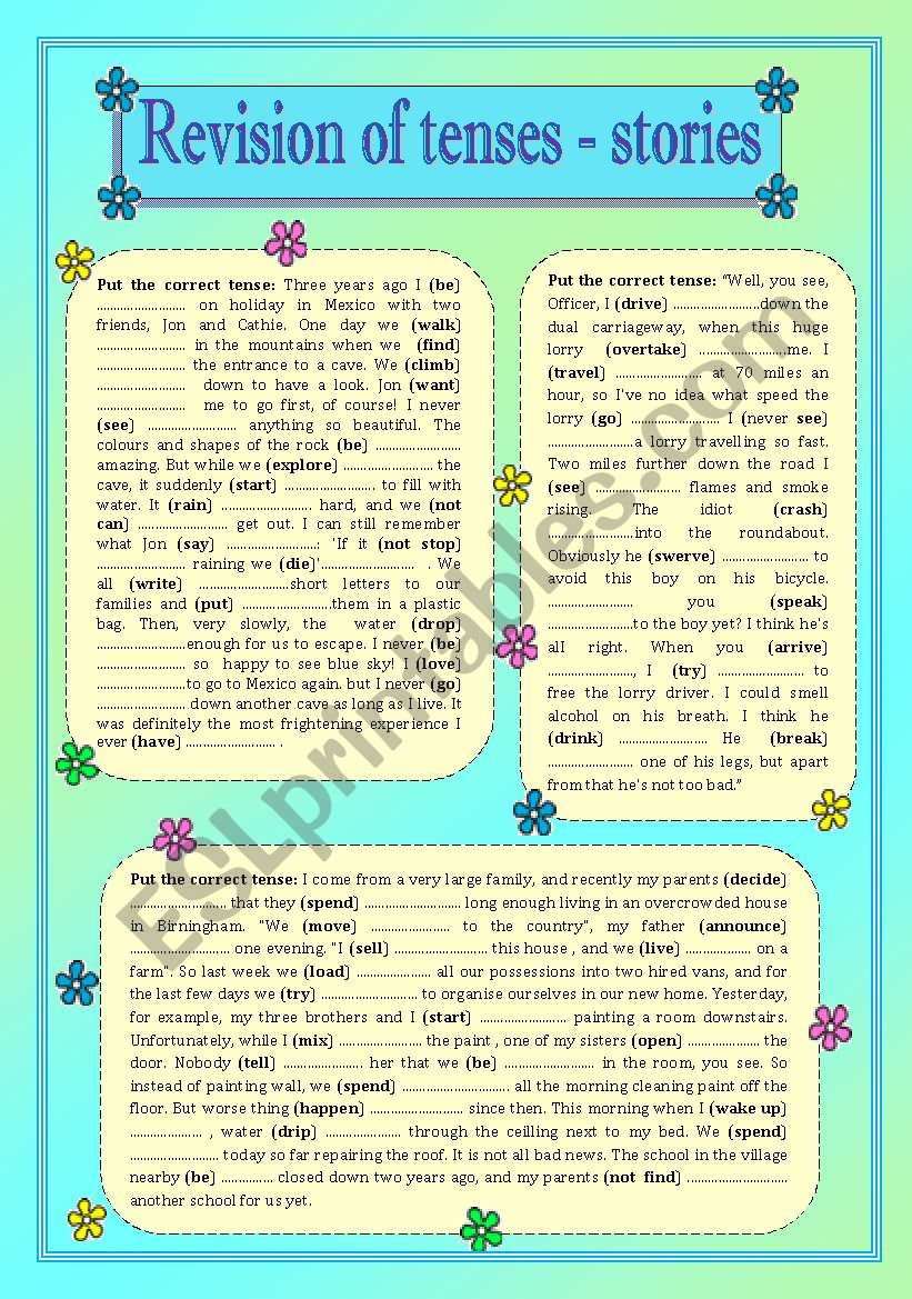 revision of tenses - short stories