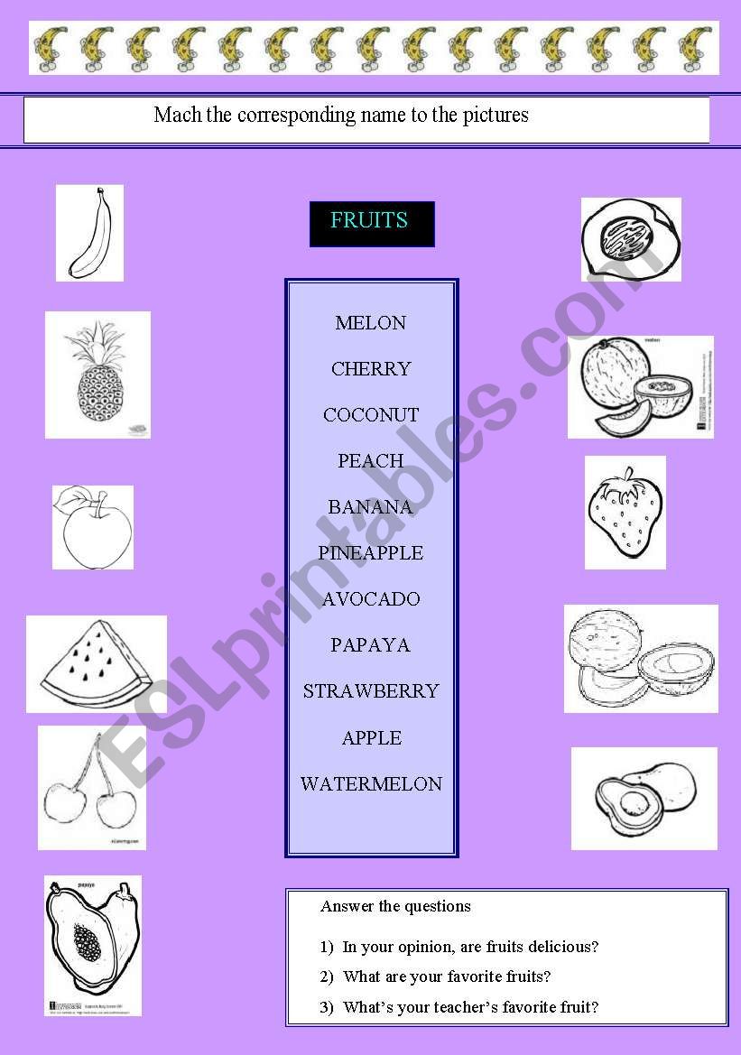 Fruits worksheet