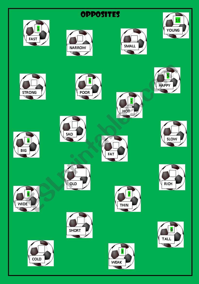 World Cup ( opposites ) worksheet