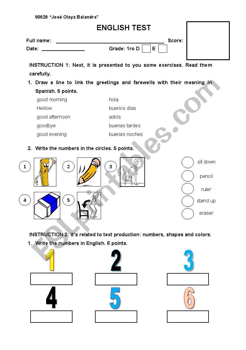 ASSESSMENT worksheet