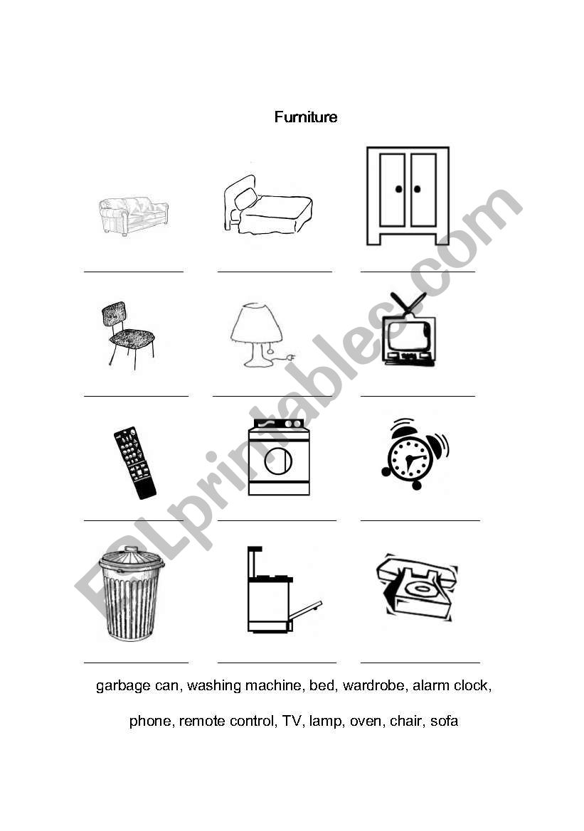 Furniture - Fill in the blanks