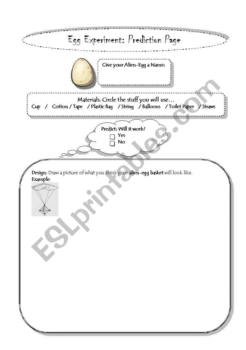 Egg Drop Experiment worksheet