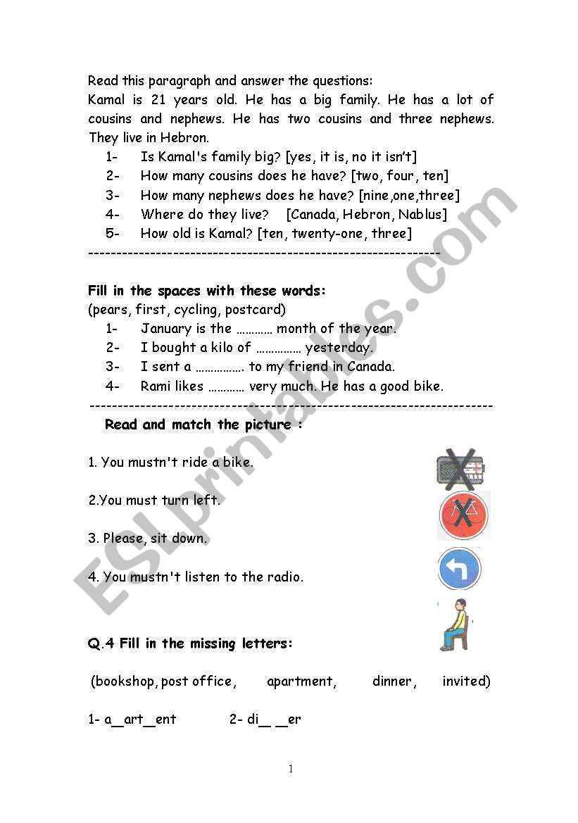 Fourth Grade worksheet