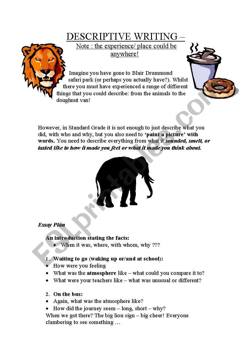 descriptive writing - safari park