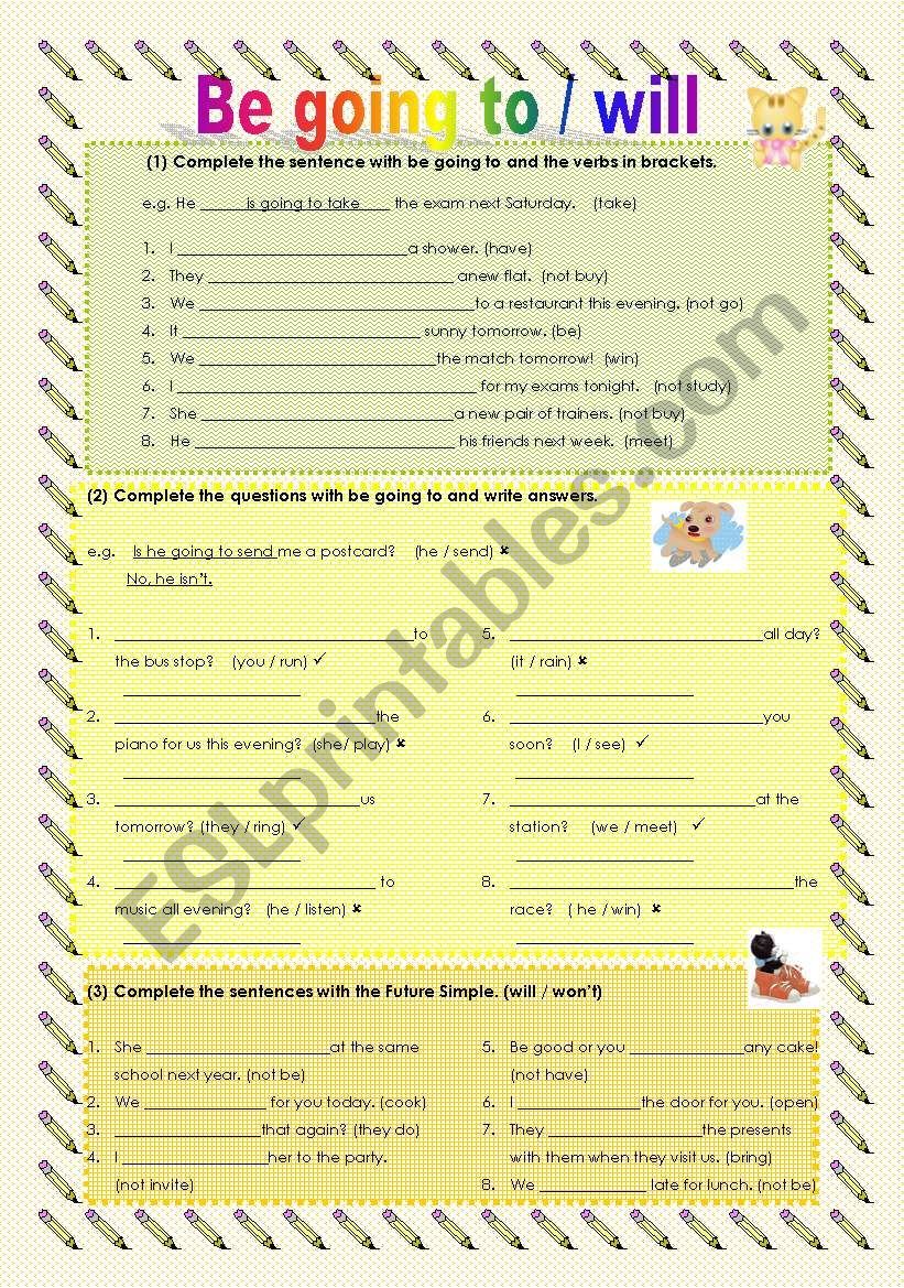 Will - be going to worksheet