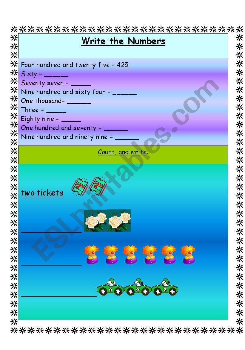 Numbers worksheet