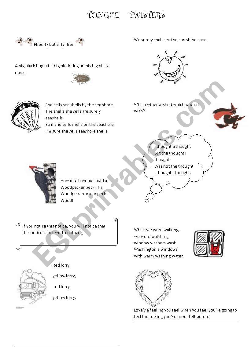 TONGUE TWISTERS worksheet