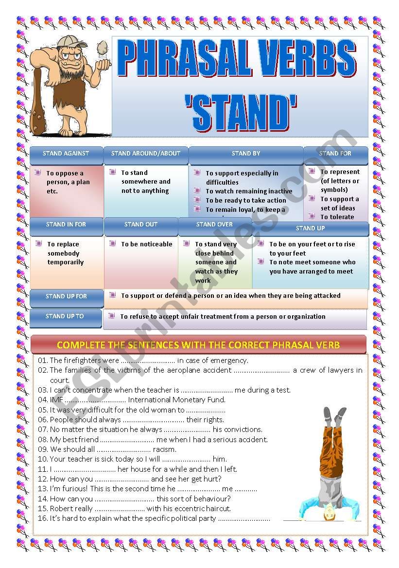 PHRASAL VERBS: STAND worksheet