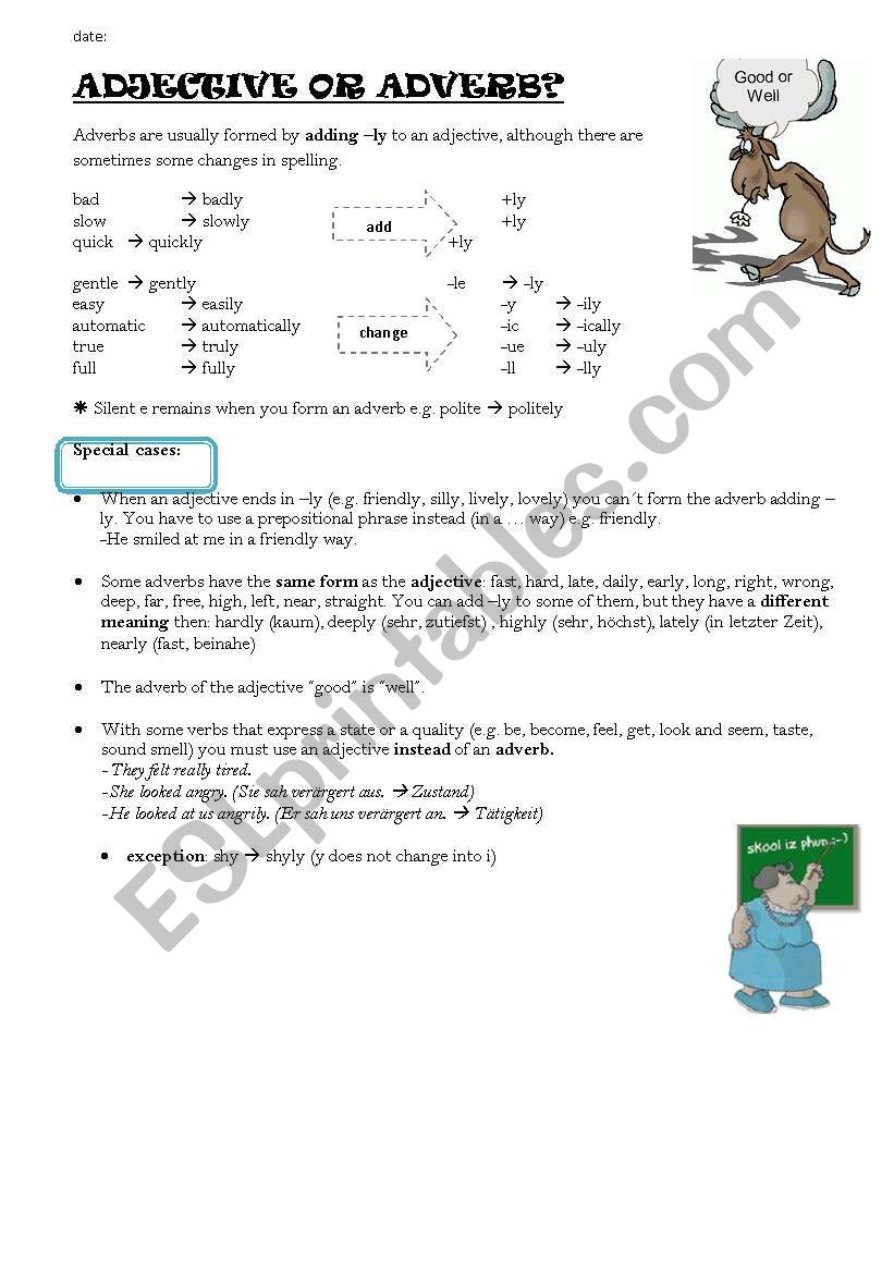 Adjective or Adverb? worksheet