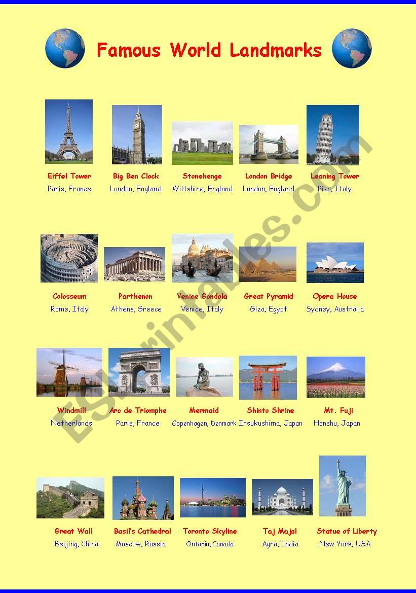 Famous World Landmarks worksheet