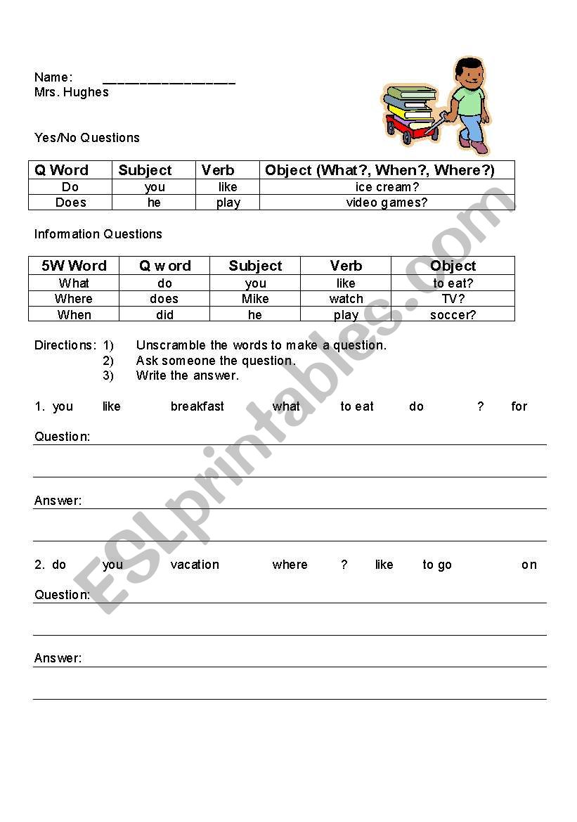 Forming Questions worksheet