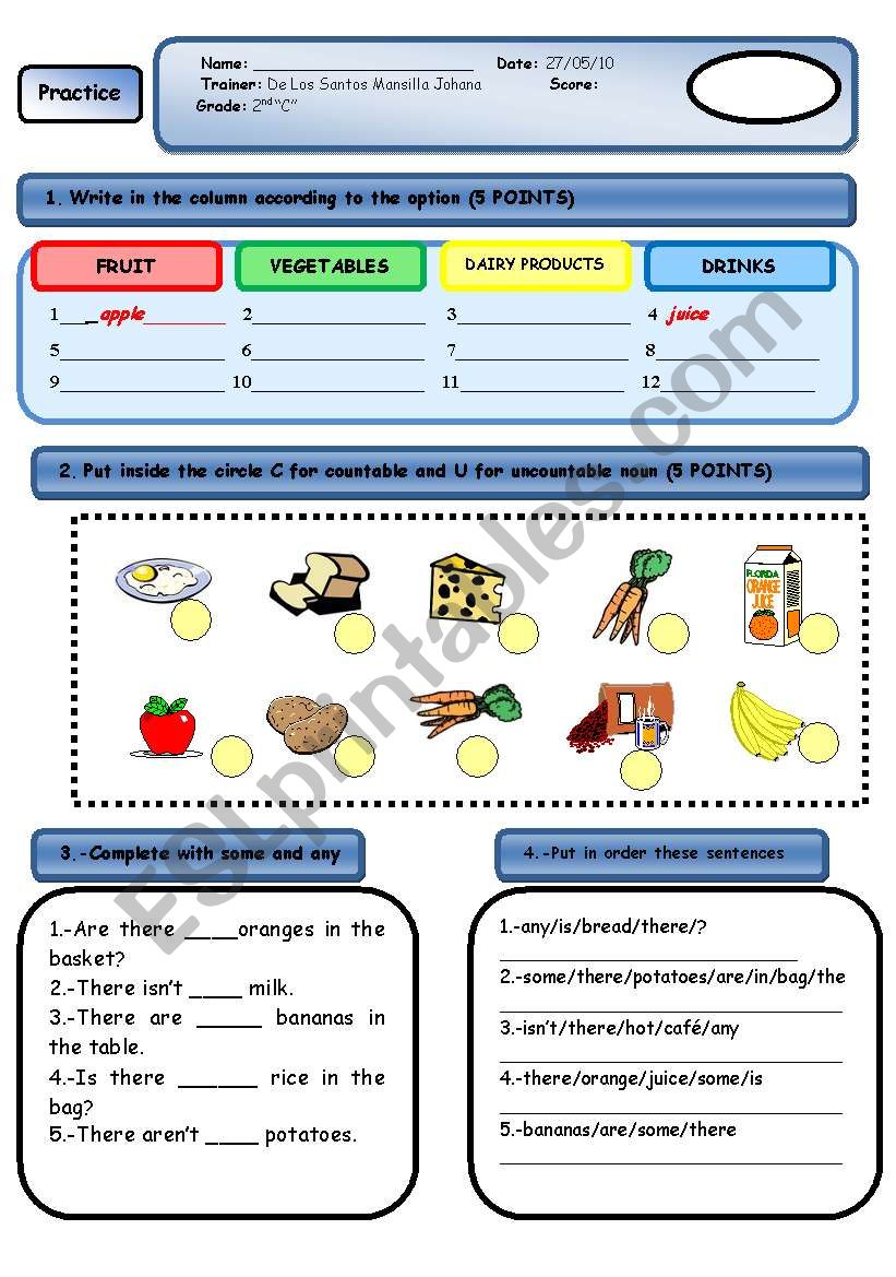 countable and uncountable worksheet