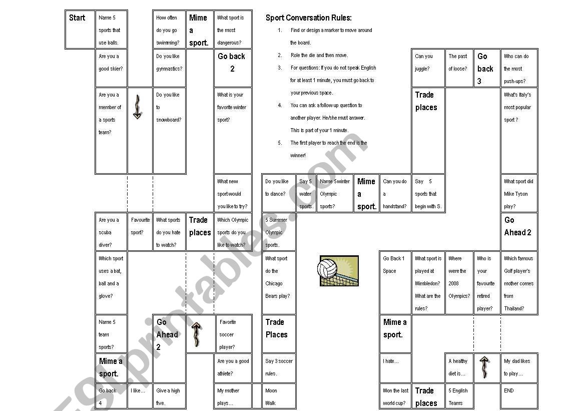 Sports Conversation Board game