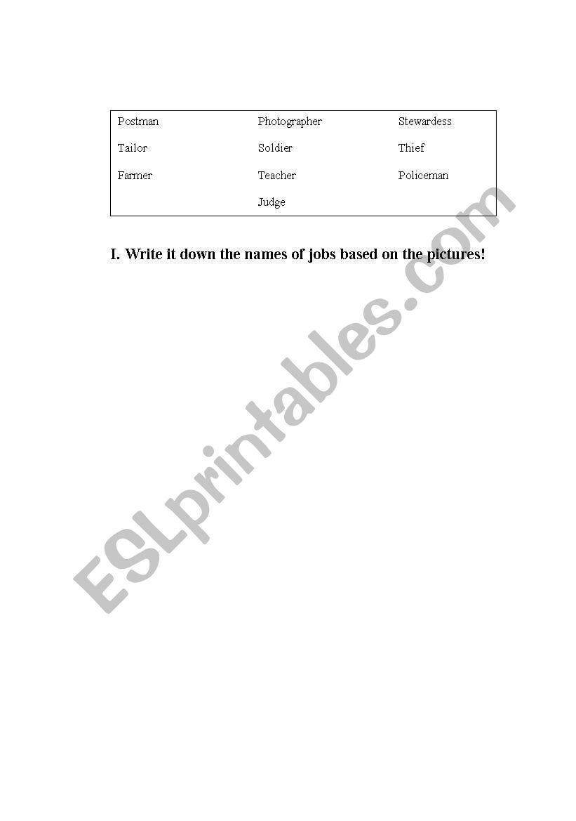 Jobs/Occupations worksheet