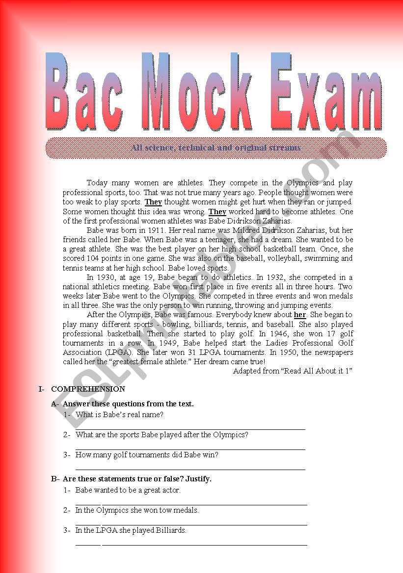 Bac Mock Exam: A Comprehensive Exam