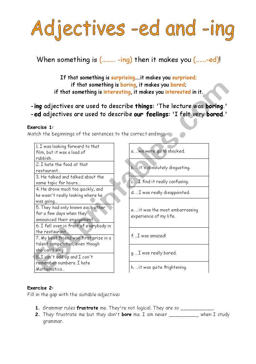 Adjectives -ed/-ing worksheet