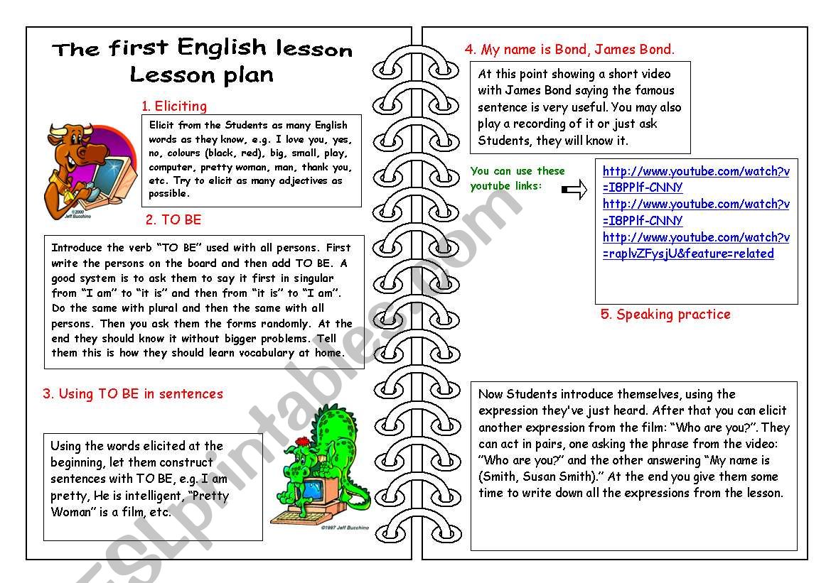 The first English lesson worksheet