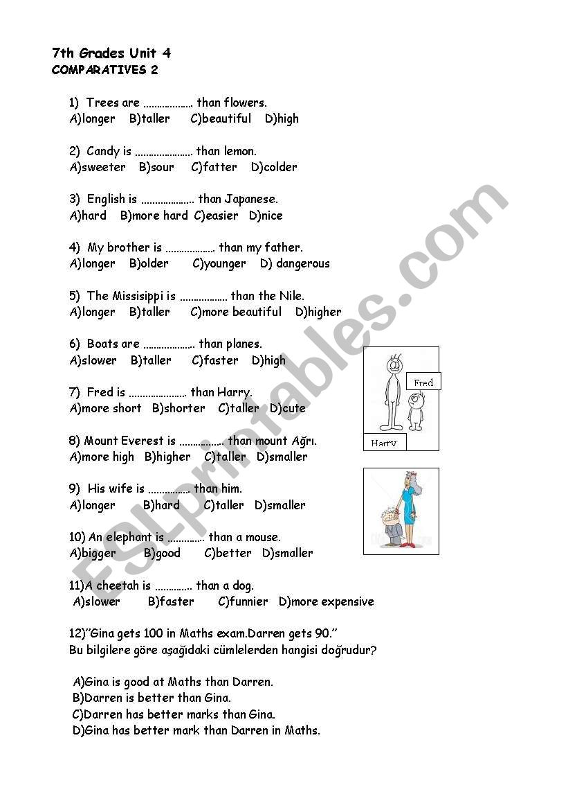 COMPARATIVES EXERCISE worksheet