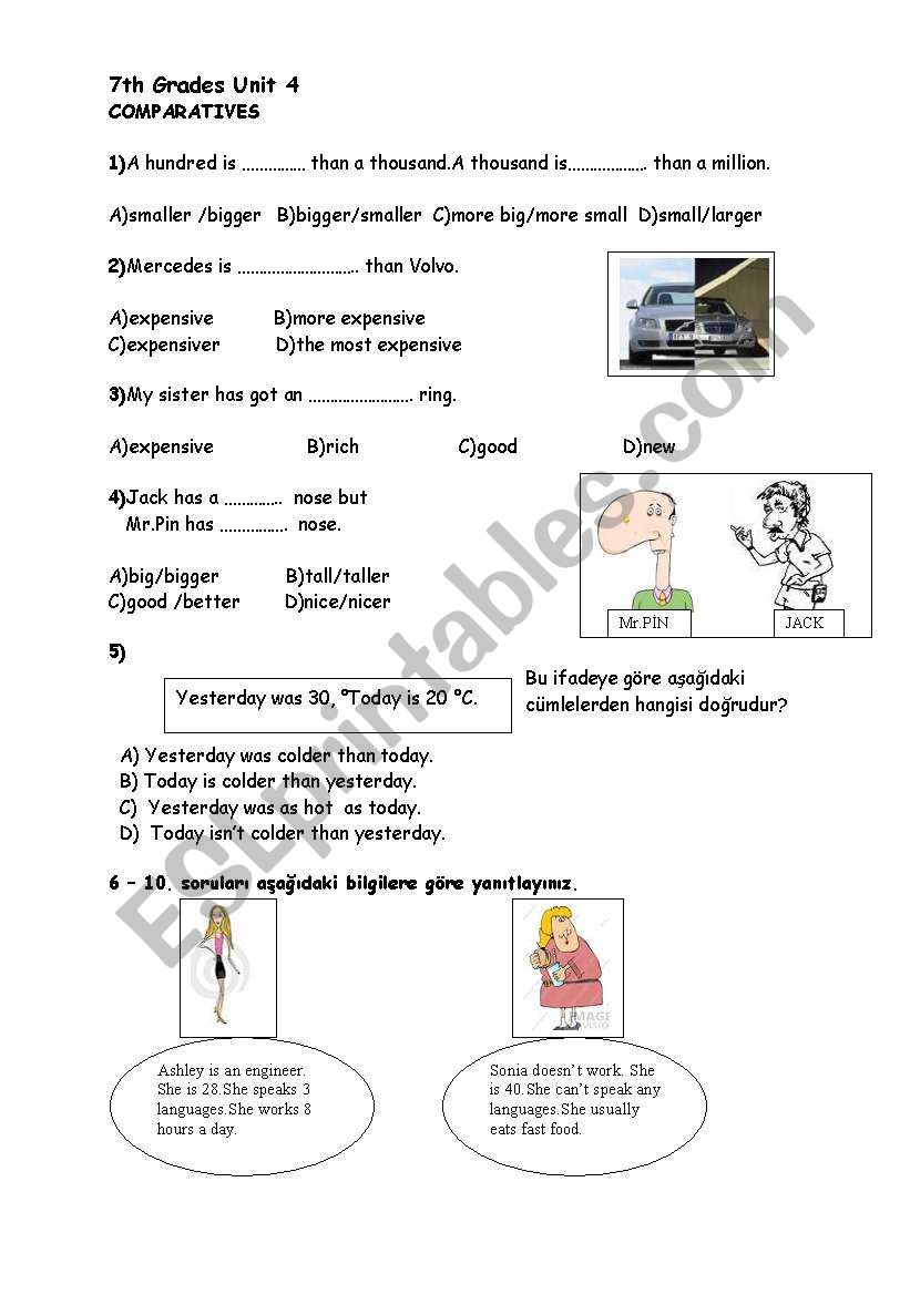 COMPARATIVES worksheet