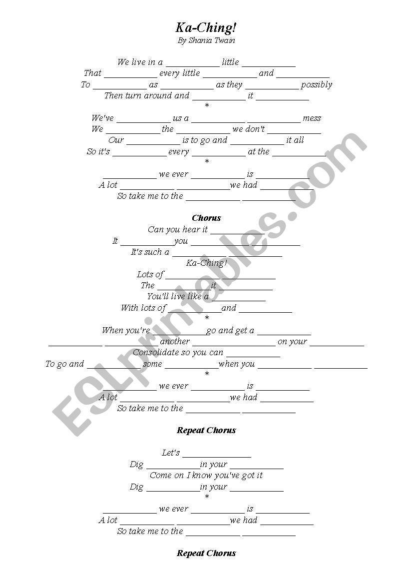 Ka Ching! worksheet