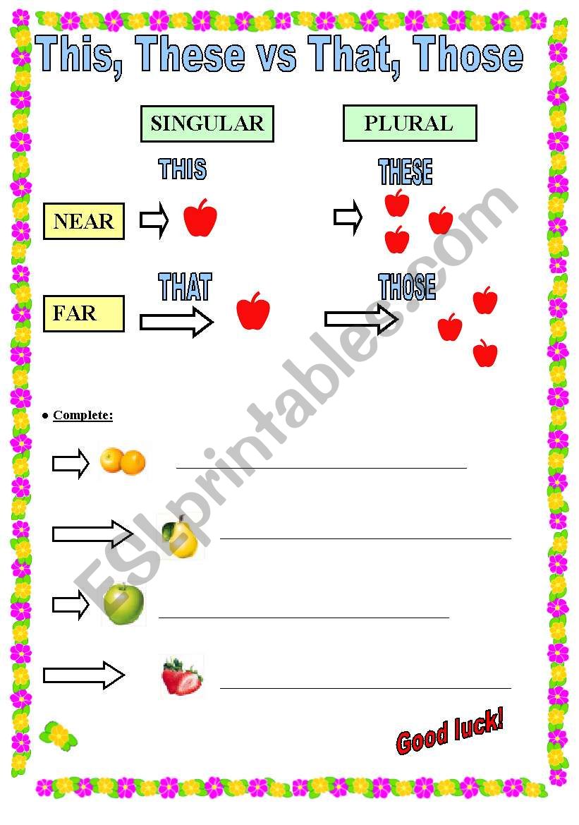 these, this, that, those worksheet