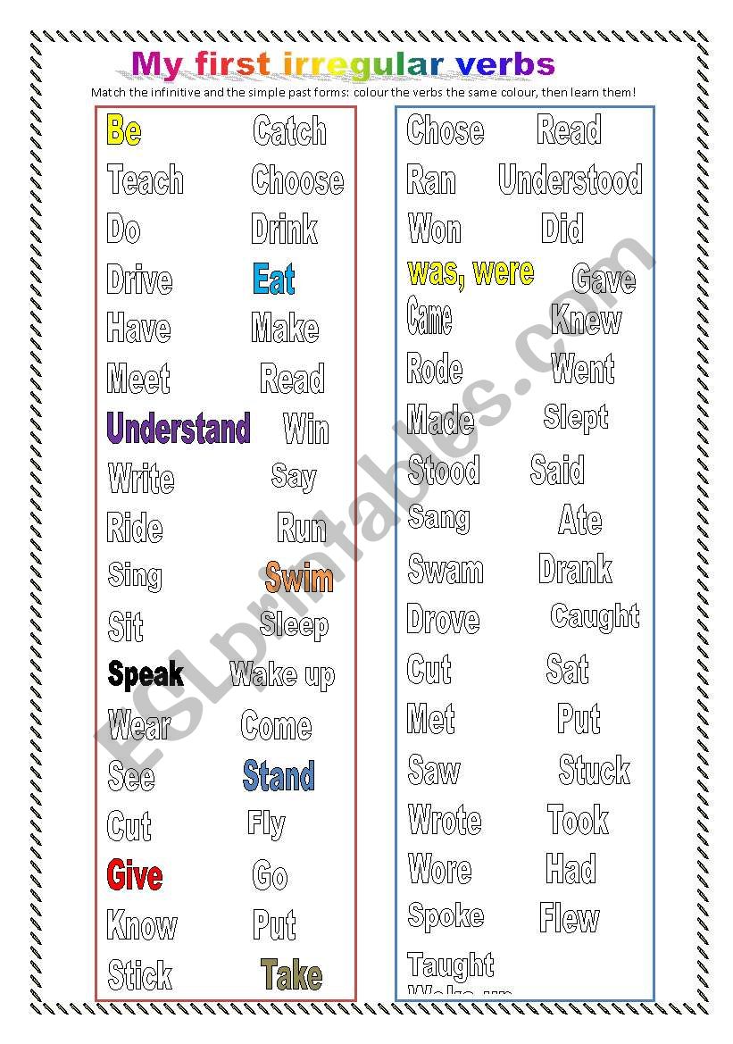 My first irregular verbs worksheet