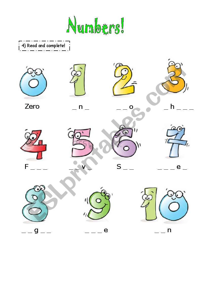 Numbers revision worksheet