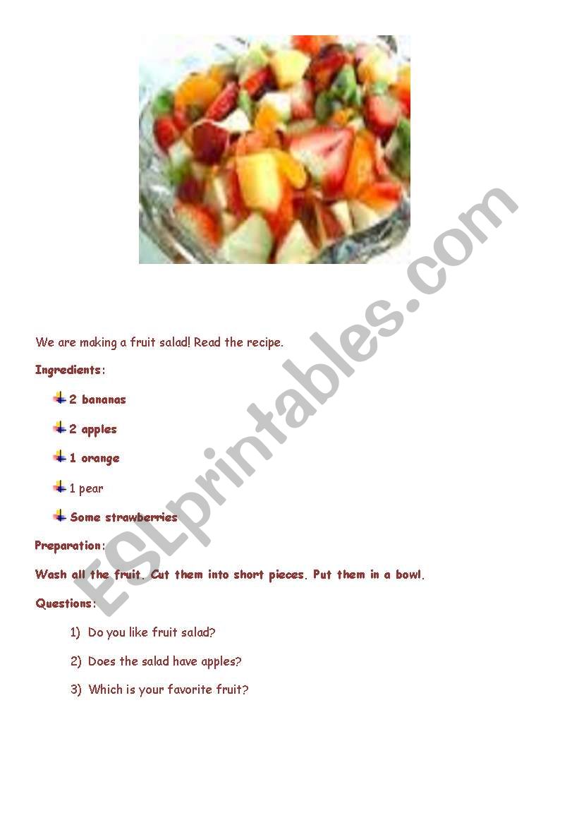 Fruits worksheet