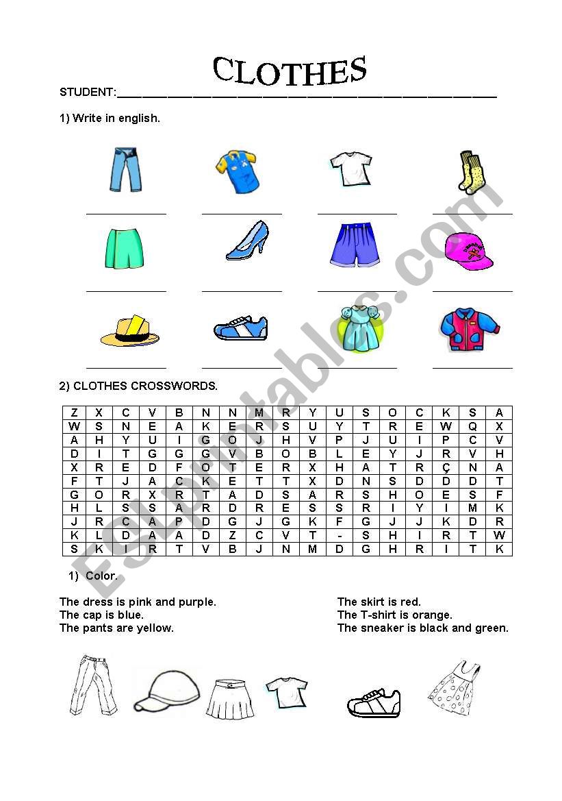 Clothes worksheet