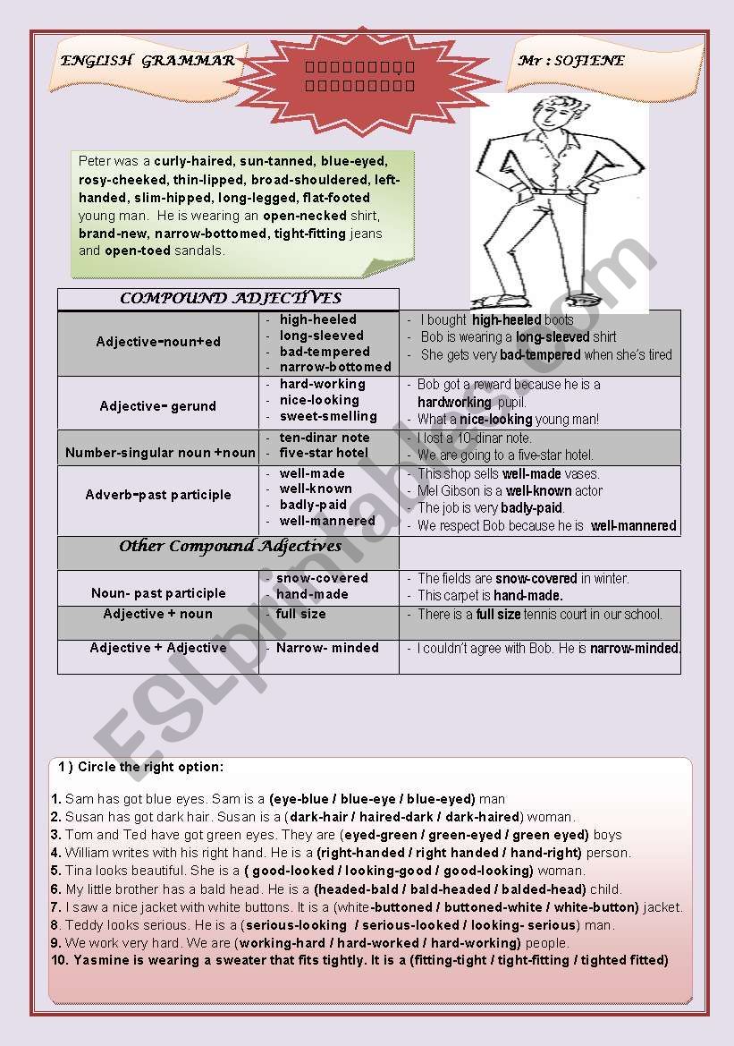 COMPOUND ADJECTIVES worksheet