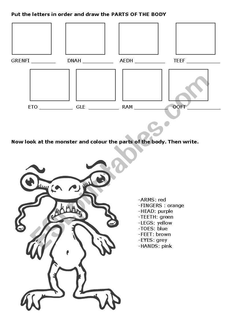 Parts of the body worksheet