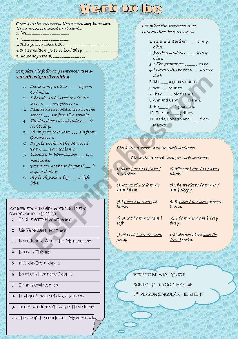 Verb to be practice worksheet