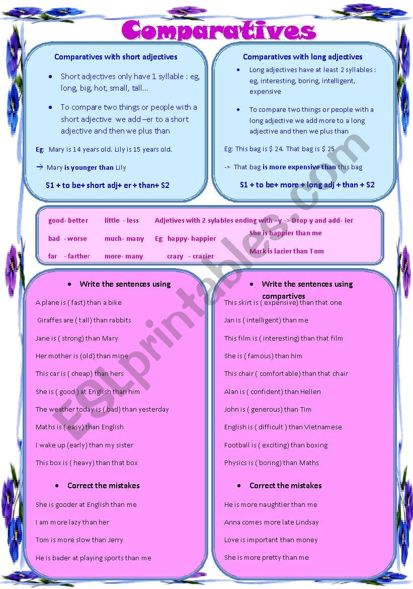 Comparatives worksheet