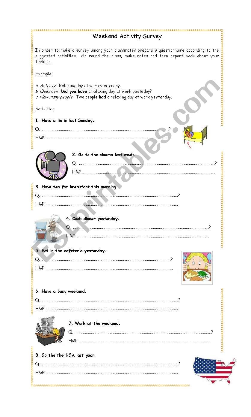 Weekend Activity Survey worksheet