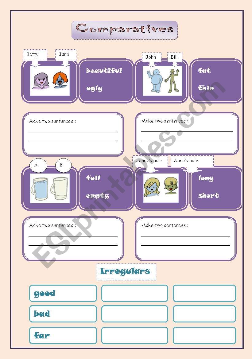 COMPARATIVES AND SUPERLATIVES worksheet