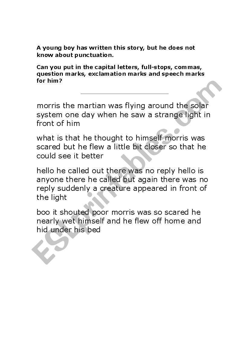 Add the punctuation worksheet