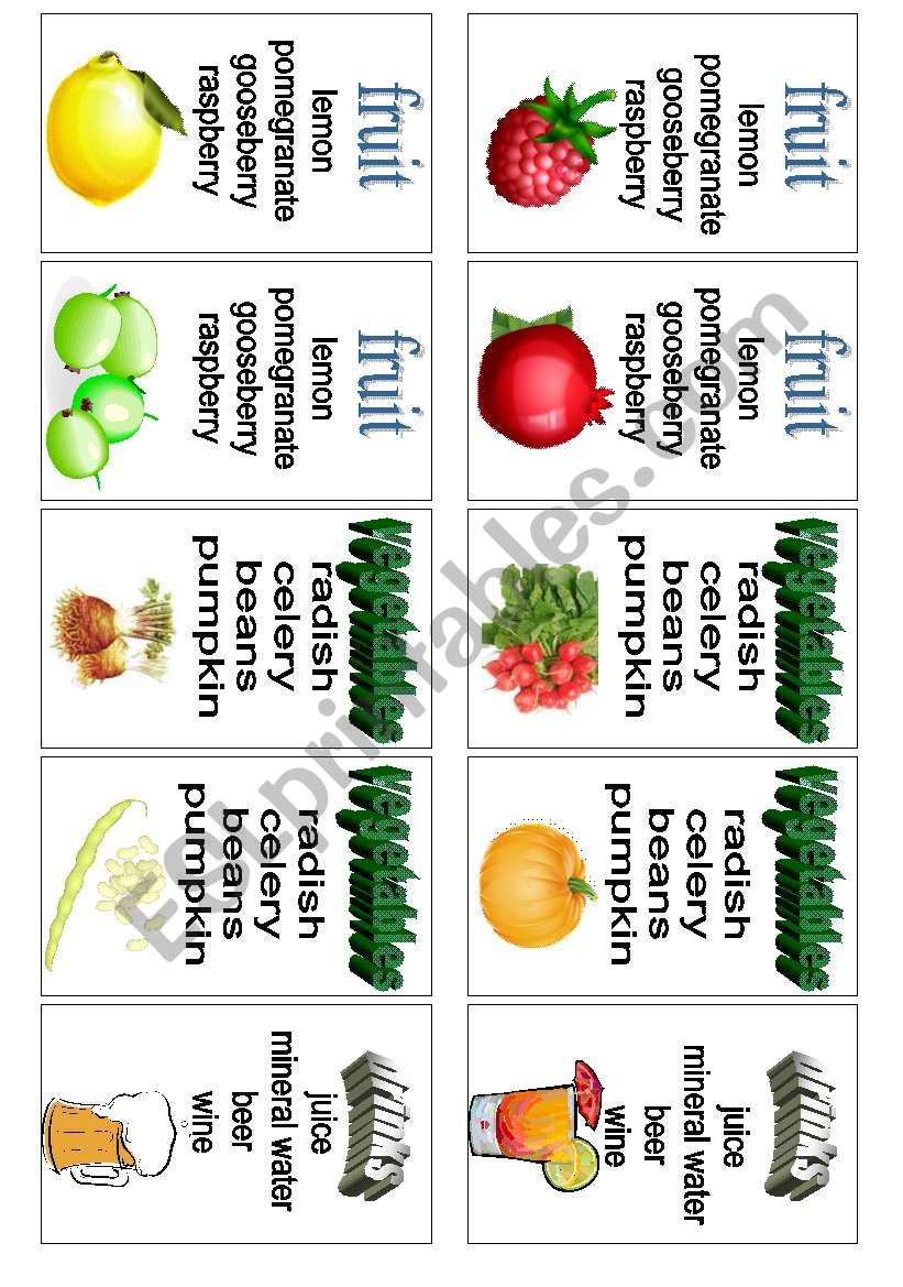 Food - card game (1 of 3) worksheet