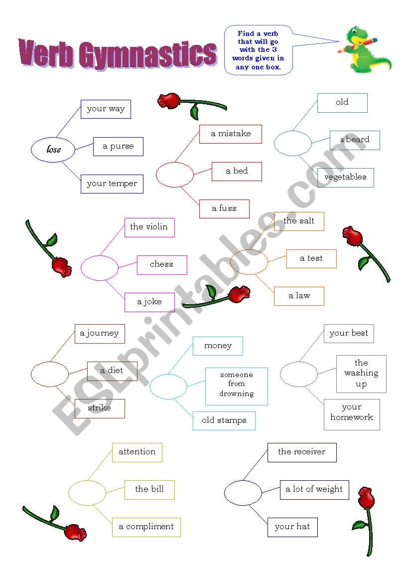 Verb gymnastics worksheet