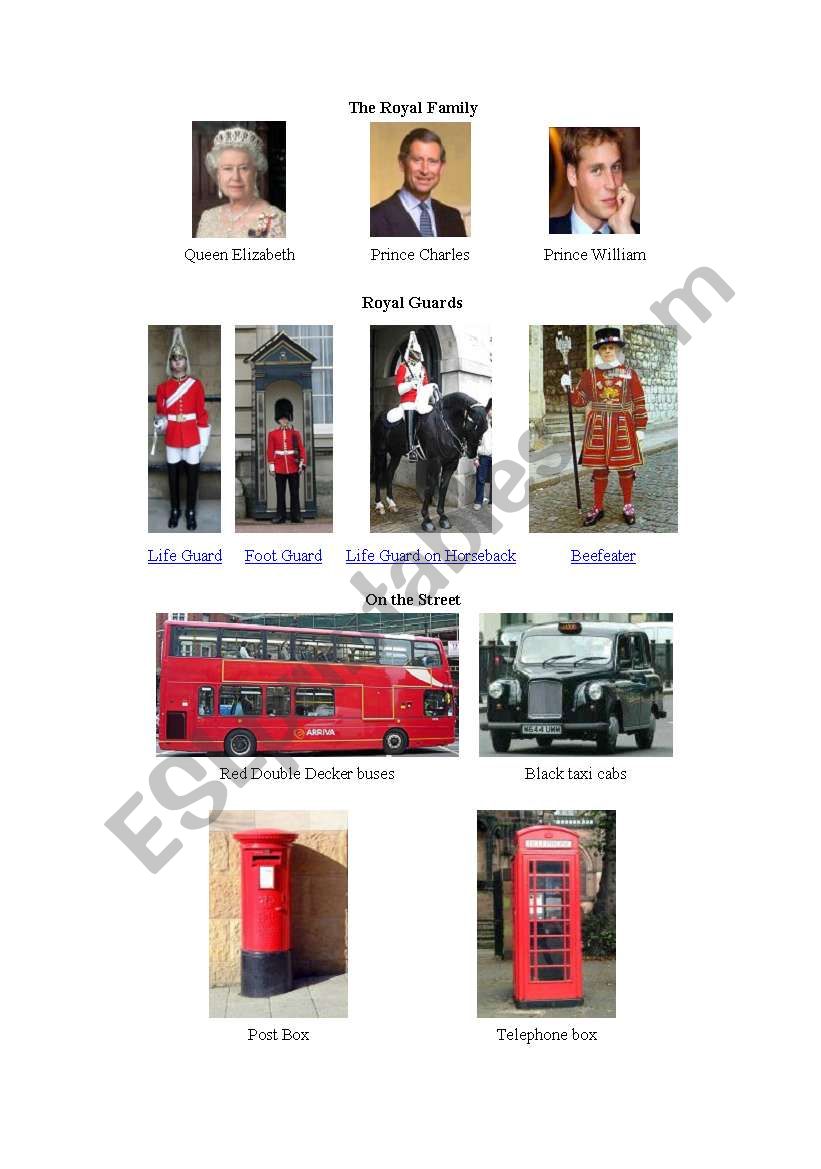pictures of English culture worksheet