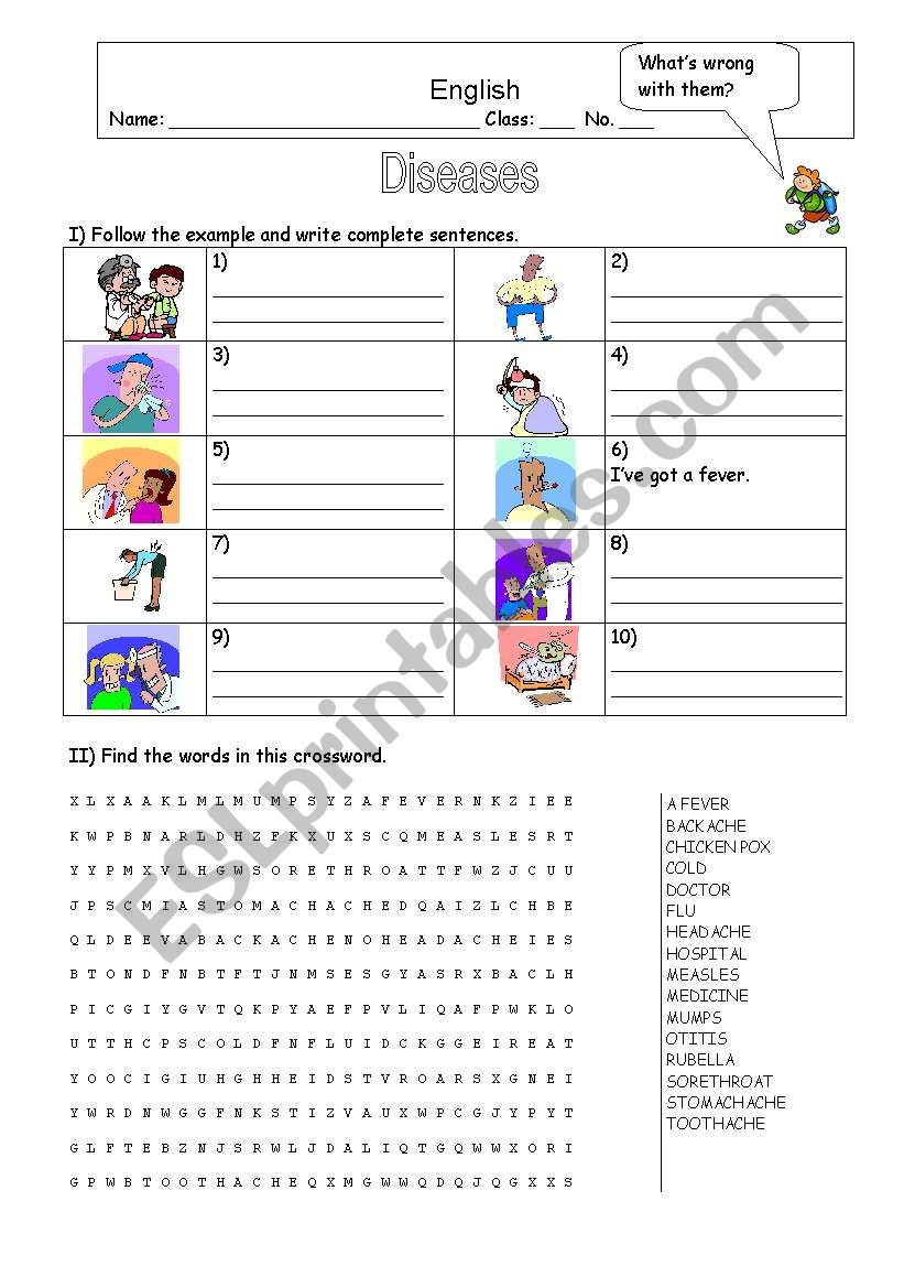 Diseases worksheet